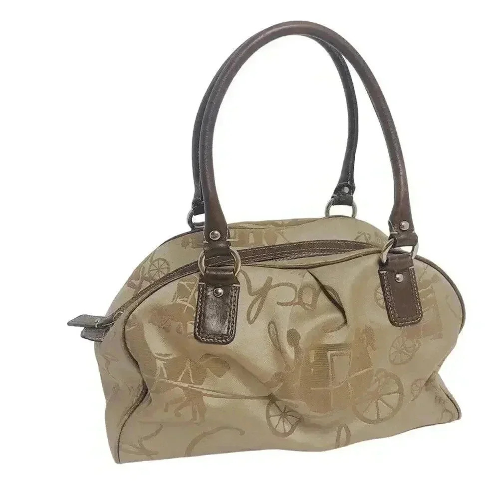Coach Golden Embroidered Stagecoach Handbag Shoulder Bag
